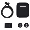 4-in-1 Apple AirPods / AirPods 2 Silikon Zubehör-Set - Schwarz