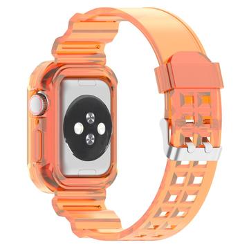 Apple Watch Series 10 Ersatz-Silikonarmband mit integriertem Rahmen - 42mm - Durchsichtig Orange