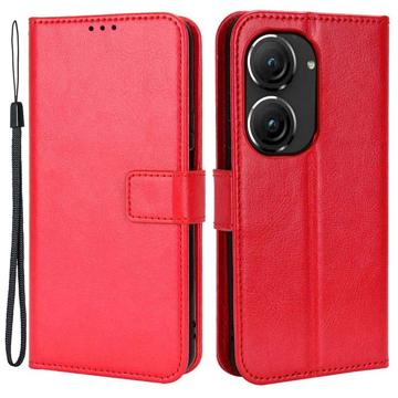 Asus Zenfone 9 Wallet Schutzhülle mit Ständer - Rot