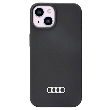 iPhone 14 Audi Metal Logo Silikon Case - Schwarz