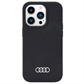 iPhone 14 Pro Max Audi Metal Logo Silikon Case - Schwarz