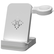 B-27 3-in-1 klappbares kabelloses Ladegerät mit Nachtlicht - 15W - Weiß