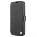 BMW Signature Logo iPhone 13 Leder Flip Case - Schwarz