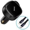 Baseus 2-in-1 Kfz-Ladegerät mit Einziehbares Kabel - 30W - Schwarz