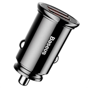 Baseus Kreisförmiges 2xUSB QC3.0 5A 30W Autoladegerät CCALL-YD01 - schwarz