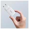 Baseus Compact Wand-ladegerät 20W - USB-C PD3.0, USB QC3.0 - Weiß