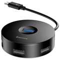 Baseus Round Box 4-port USB 3.0 Hub mit USB-C Kabel - Schwarz