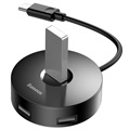 Baseus Round Box 4-port USB 3.0 Hub mit USB-C Kabel - Schwarz