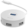 Baseus Round Box 4-port USB 3.0 Hub mit USB-C Kabel - Weiß