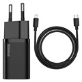 Baseus Super Si Schnell Ladegerät mit USB-C / Lightning Kabel - 20W - Schwarz