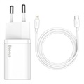 Baseus Super Si Schnell Ladegerät mit USB-C / Lightning Kabel - 20W - Weiß