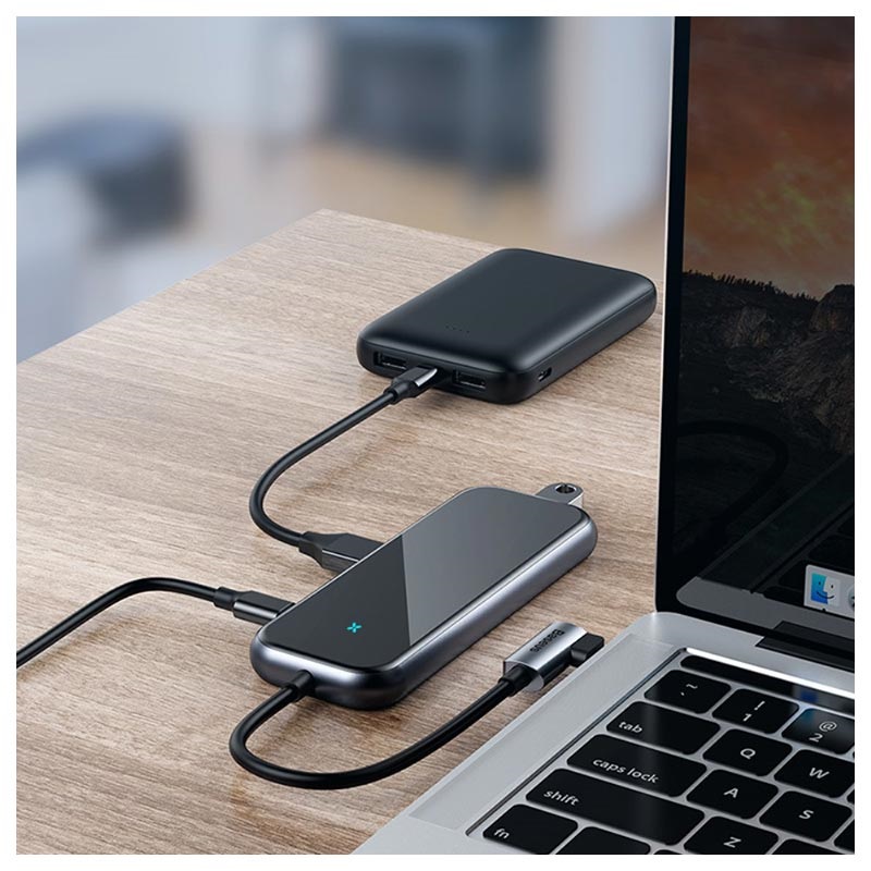 Baseus Superlative USB-C-Hub mit Netzteilschnittstelle - Dunkelgrau