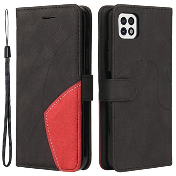 Bi-Color Series Samsung Galaxy A22 5G, Galaxy F42 5G Wallet Hülle - Schwarz