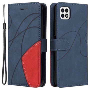 Bi-Color Series Samsung Galaxy A22 5G, Galaxy F42 5G Wallet Hülle - Blau