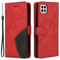 Bi-Color Series Samsung Galaxy A22 5G, Galaxy F42 5G Wallet Hülle - Rot