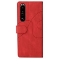 Bi-Color Series Sony Xperia 1 III Schutzhülle mit Geldbörse - Rot