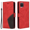 Bi-Color Series Samsung Galaxy A12 Wallet Hülle - Rot