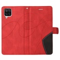 Bi-Color Series Samsung Galaxy A12 Wallet Hülle - Rot