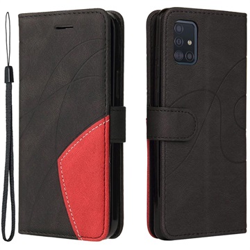 Bi-Color Series Samsung Galaxy A51 Wallet Hülle - Schwarz