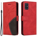 Bi-Color Series Samsung Galaxy A51 Wallet Hülle - Rot