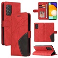Bi-Color Series Samsung Galaxy A52 5G, Galaxy A52s Schutzhülle mit Geldbörse - Rot