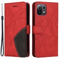 Bi-Color Series Xiaomi Mi 11 Lite 5G Wallet Hülle - Rot