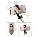 Bluetooth Selfie Stick & Tripod Ständer mit Licht KH1S - Schwarz