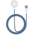 Apple Watch Geflochtenes Magnetisches Ladekabel A4 - 1m - Blau / Weiß