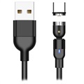 Geflochtenes Rotierendes Magnetisches USB Typ-C Kabel - 2m - Schwarz