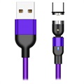 Geflochtenes Rotierendes Magnetisches USB Typ-C Kabel - 2m - Purpur