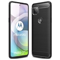 Motorola Moto G 5G Gebürstetes TPU Hülle - Karbonfaser - Schwarz