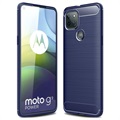 Motorola Moto G9 Power Brushed TPU Hülle - Karbonfaser - Blau