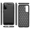 Samsung Galaxy S21 5G Gebürstete TPU Hülle - Karbonfaser - Schwarz