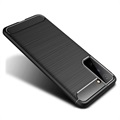 Samsung Galaxy S21 5G Gebürstete TPU Hülle - Karbonfaser - Schwarz