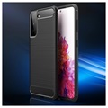 Samsung Galaxy S21 5G Gebürstete TPU Hülle - Karbonfaser - Schwarz
