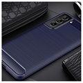 Samsung Galaxy S21 FE 5G Brushed TPU Hülle - Karbonfaser - Blau