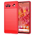Google Pixel 6 Gebürstete TPU Hülle - Karbonfaser - Rot