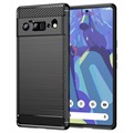 Google Pixel 6 Pro Angeraute TPU Hülle - Karbonfaser - Schwarz