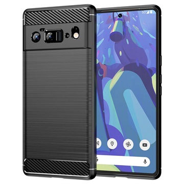 Google Pixel 6 Pro Angeraute TPU Hülle - Karbonfaser - Schwarz