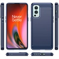 OnePlus Nord 2 5G Gebürstete TPU Hülle - Karbonfaser - Blau