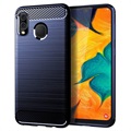 Samsung Galaxy A20/A30/M10s Gebürstete TPU Hülle - Karbonfaser - Blau