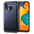 Samsung Galaxy A40 Brushed TPU Hülle - Karbonfaser - Blau