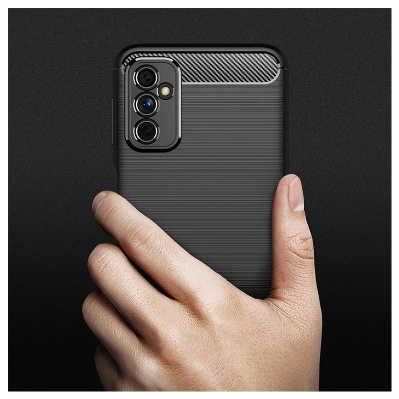 Samsung Galaxy M52 5G Brushed TPU Hülle - Karbonfaser - Schwarz