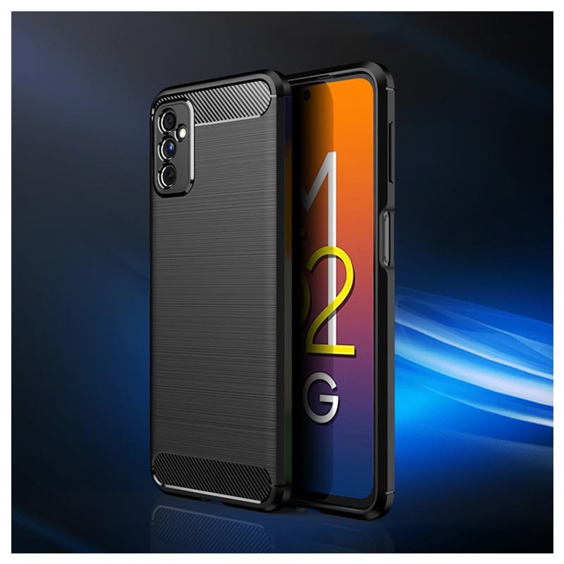Samsung Galaxy M52 5G Brushed TPU Hülle - Karbonfaser - Schwarz