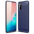 Samsung Galaxy S20 Angeraute TPU Hülle - Karbonfaser - Blau