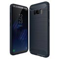 Samsung Galaxy S8 Brushed TPU Hülle - Carbonfaser - Dunkelblau