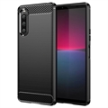 Sony Xperia 10 V Angeraute TPU Hülle - Karbonfaser