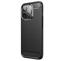 iPhone 13 Pro Gebürstete TPU Hülle - Karbonfaser - Schwarz