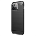 iPhone 13 Pro Max Angeraute TPU Hülle - Karbonfaser - Schwarz