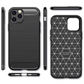 iPhone 12 Pro Max Gebürstete TPU Case - Karbonfaser - Schwarz